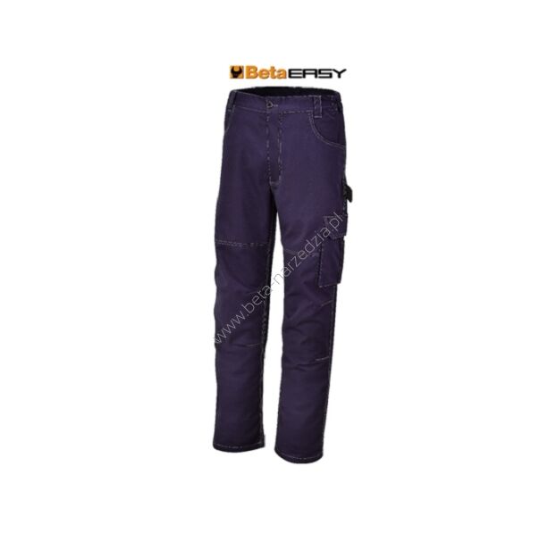 Spodnie robocze model Basic, materiał T/C, 245 g/m2, z wstawkami elastycznymi w talii po bokach, niebieskie BETA 7840BL/L