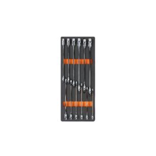 Komplet kluczy oczkowych z mechanizmem zapadkowym, prostych, w miękkim wkładzie profilowanym BETA 2450/M44